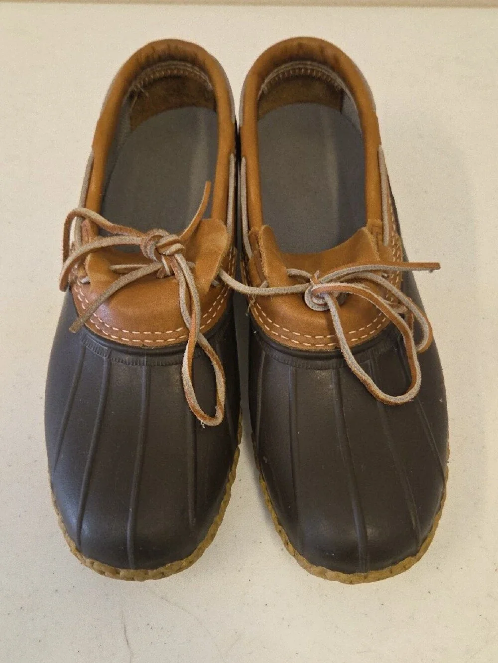 LL Bean Rubber Moc Low Duck Boots Tan Brown Men's Size 14 Maine USA Bean Boots